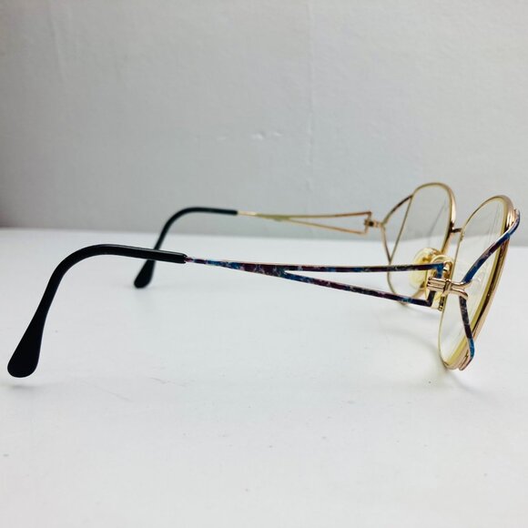 Vintage Marcolin Eyeglass Frames Only 56-16-130 Italy Gold / Purple Blue 80s - Picture 3 of 10